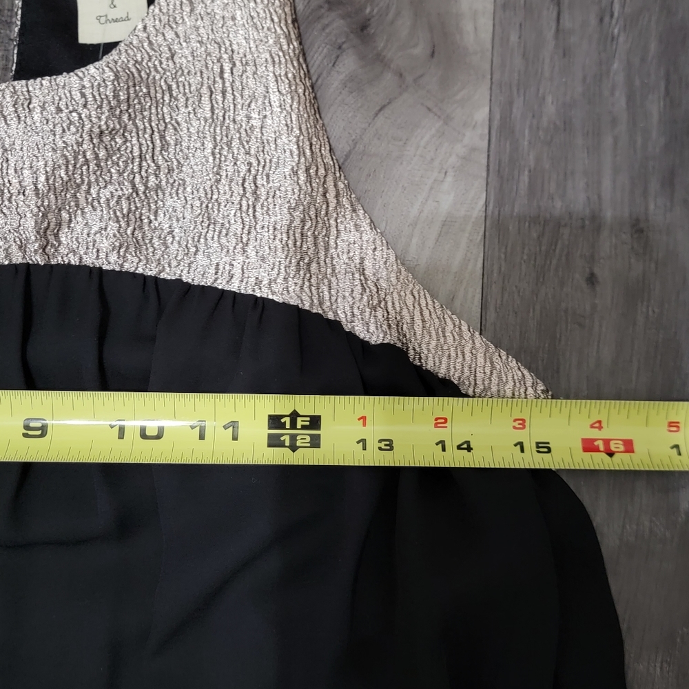 Needle & Thread Black & Gold Chiffon Swing Dress - Picture 9 of 11
